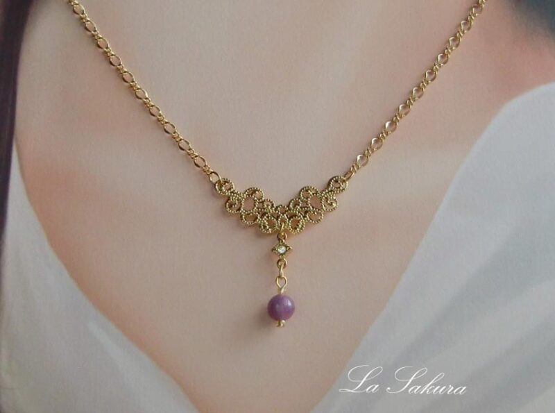 天然石ルビー1粒ネックレス