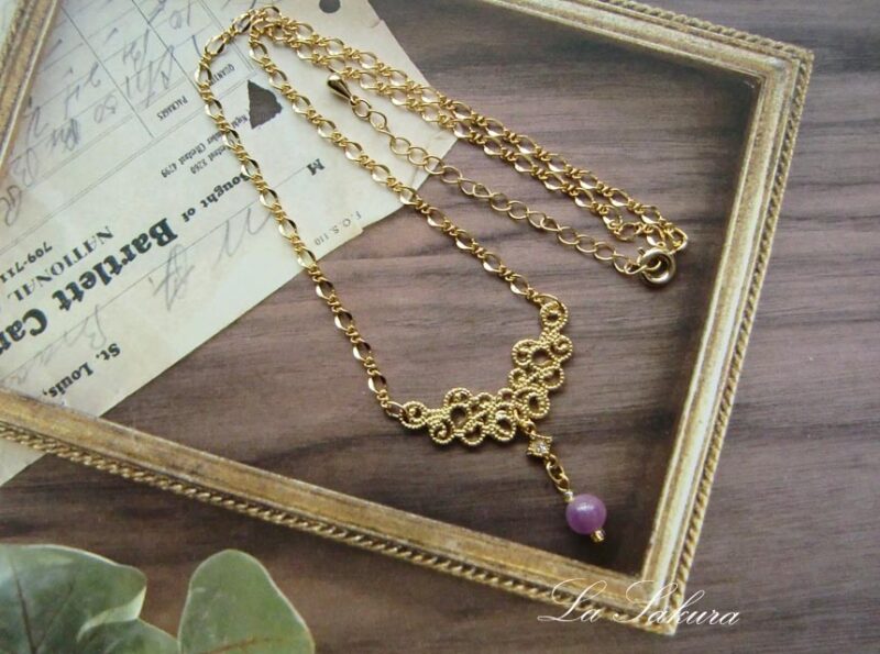 天然石ルビー1粒ネックレス